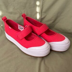 Keds Women's Red Canvas Sneakers with White Soles